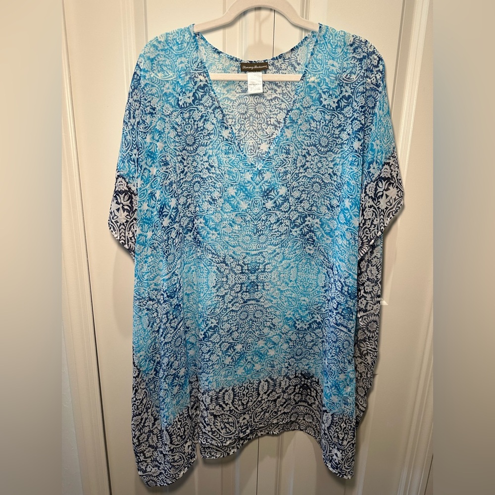 Tommy Bahama Turquoise and Navy Paisley Women’s Swim Cover-up Size M
